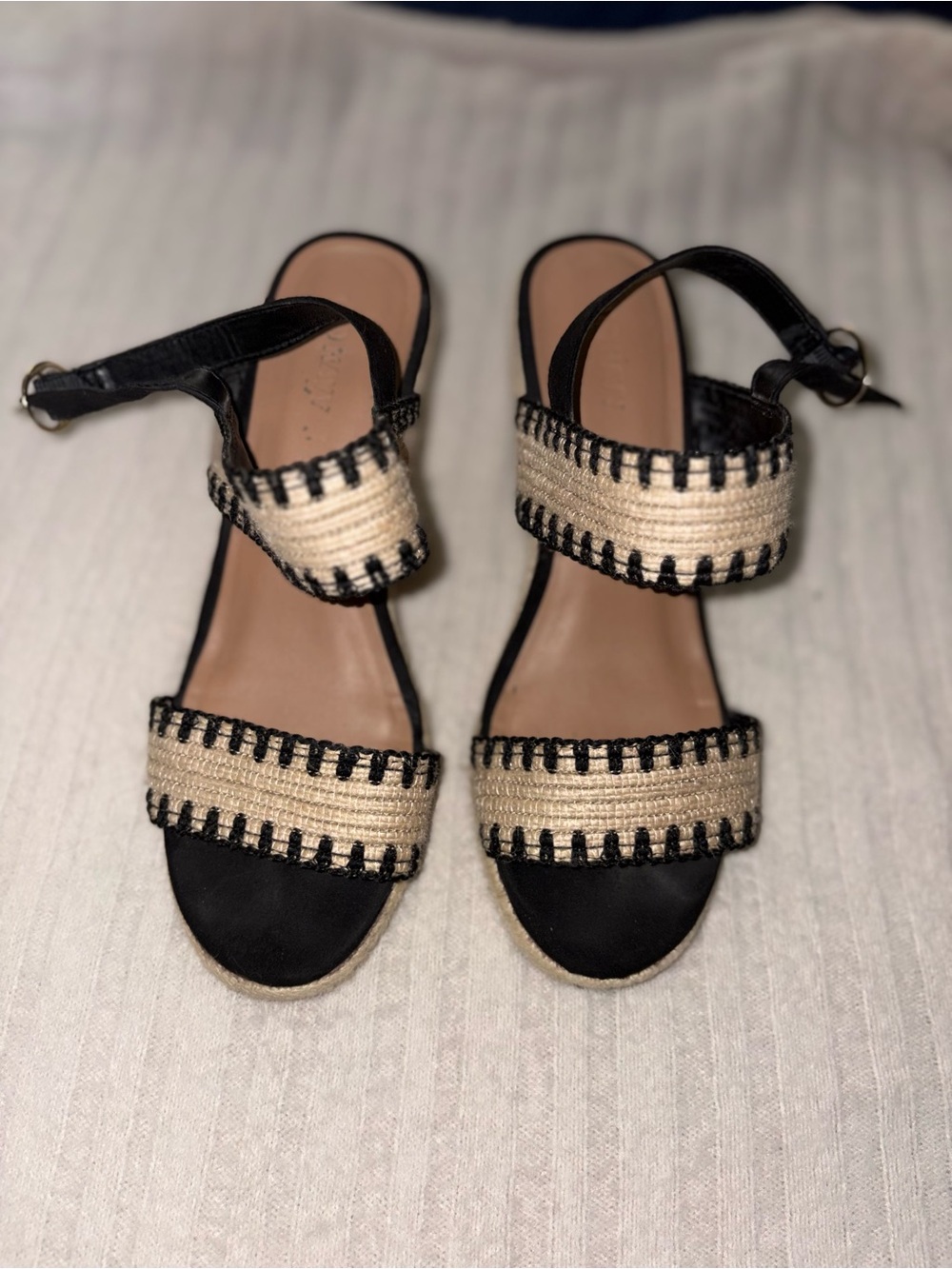 Old Navy Black and Natural Woven Strap Sandals